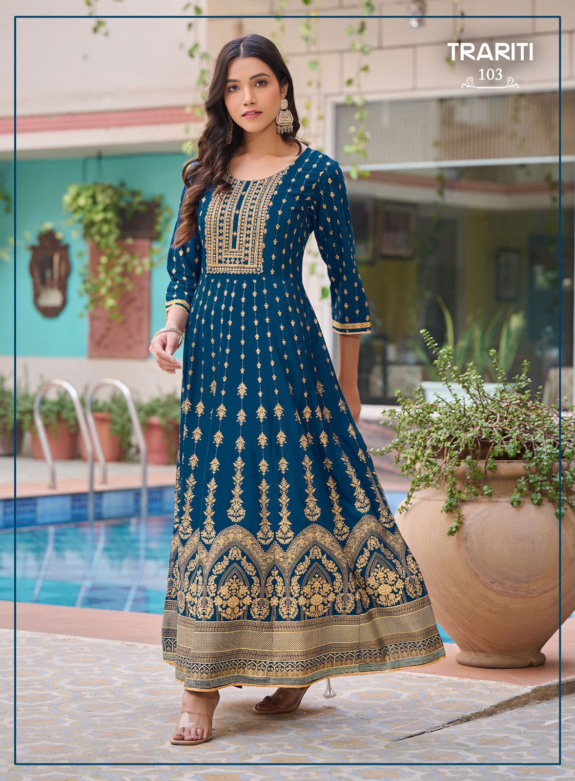Trariti 101 Rayon Printed Long Anarkali Kurtis Wholesale Price In Surat

